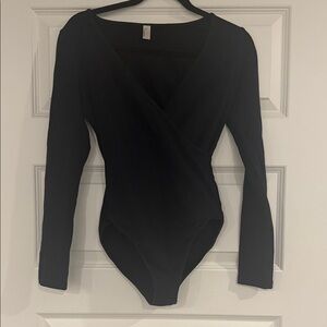 American Apparel Black Wrap Bodysuit